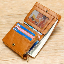Load image into Gallery viewer, TP-191 Oil Wax Leather Multi-functional RFID Three-fold Wallet