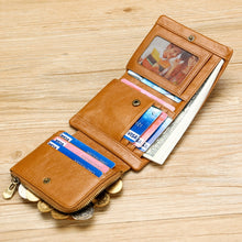 Load image into Gallery viewer, TP-191 Oil Wax Leather Multi-functional RFID Three-fold Wallet
