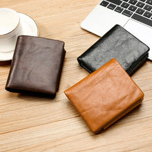 Load image into Gallery viewer, TP-191 Oil Wax Leather Multi-functional RFID Three-fold Wallet