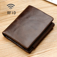 Load image into Gallery viewer, TP-191 Oil Wax Leather Multi-functional RFID Three-fold Wallet