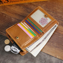 Load image into Gallery viewer, TP-195 Oilskin Leather Multi-functional Change Purse RFID Leather Wallet