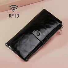 Load image into Gallery viewer, TP-189 Oilskin Leather Multi-functional Zipper RFID Leather Wallet