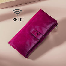 Load image into Gallery viewer, TP-189 Oilskin Leather Multi-functional Zipper RFID Leather Wallet