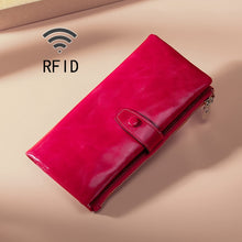 Load image into Gallery viewer, TP-189 Oilskin Leather Multi-functional Zipper RFID Leather Wallet