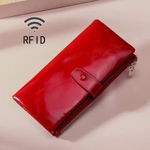 Load image into Gallery viewer, TP-189 Oilskin Leather Multi-functional Zipper RFID Leather Wallet
