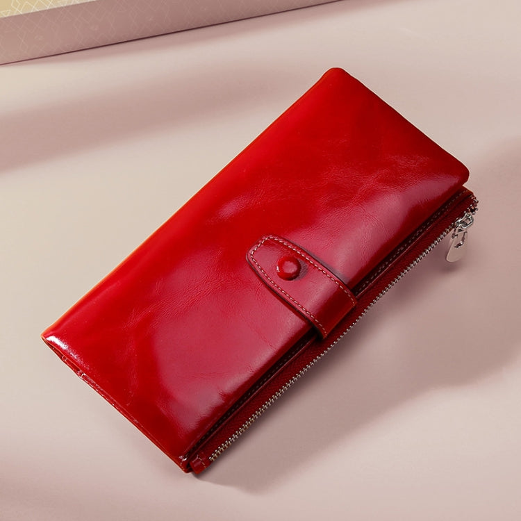 TP-189 Oilskin Leather Multi-functional Zipper RFID Leather Wallet