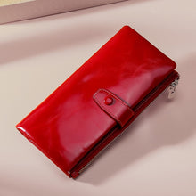 Load image into Gallery viewer, TP-189 Oilskin Leather Multi-functional Zipper RFID Leather Wallet