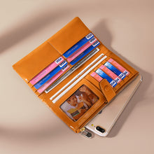 Load image into Gallery viewer, TP-189 Oilskin Leather Multi-functional Zipper RFID Leather Wallet