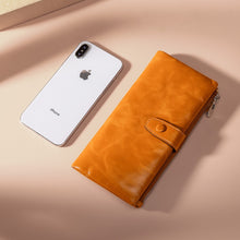 Load image into Gallery viewer, TP-189 Oilskin Leather Multi-functional Zipper RFID Leather Wallet