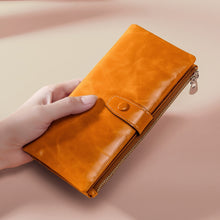 Load image into Gallery viewer, TP-189 Oilskin Leather Multi-functional Zipper RFID Leather Wallet