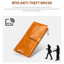 Load image into Gallery viewer, TP-189 Oilskin Leather Multi-functional Zipper RFID Leather Wallet