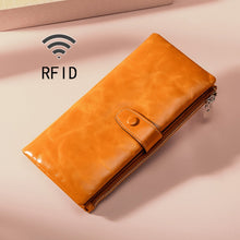 Load image into Gallery viewer, TP-189 Oilskin Leather Multi-functional Zipper RFID Leather Wallet