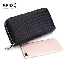 Load image into Gallery viewer, Sheepskin Weave Double Zipper Large Capacity Multiple-Card RFID Anti-Theft Wallet Bag