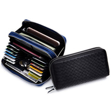 Load image into Gallery viewer, Sheepskin Weave Double Zipper Large Capacity Multiple-Card RFID Anti-Theft Wallet Bag