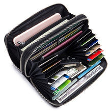 Load image into Gallery viewer, Sheepskin Weave Double Zipper Large Capacity Multiple-Card RFID Anti-Theft Wallet Bag