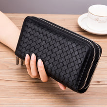 Load image into Gallery viewer, Sheepskin Weave Double Zipper Large Capacity Multiple-Card RFID Anti-Theft Wallet Bag