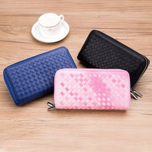 Load image into Gallery viewer, Sheepskin Weave Double Zipper Large Capacity Multiple-Card RFID Anti-Theft Wallet Bag
