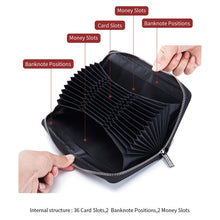 Load image into Gallery viewer, Two-Layer Cowhide Leather Organ Card Holder Multiple-Card RFID Anti-Theft Wallet Bag