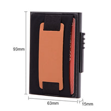Load image into Gallery viewer, X-32C Automatically Pop-up Card Type Anti-magnetic RFID Anti-theft Men Aluminum Alloy A Dial Button Elastic Bag Wallet with PU Leather Strap, X-32C A Dial Button Black, X-32C A Dial Button  Silver