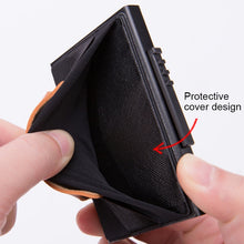 Load image into Gallery viewer, X-32C Automatically Pop-up Card Type Anti-magnetic RFID Anti-theft Men Aluminum Alloy A Dial Button Elastic Bag Wallet with PU Leather Strap, X-32C A Dial Button Black, X-32C A Dial Button  Silver