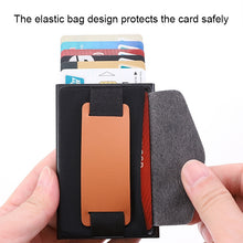 Load image into Gallery viewer, X-32C Automatically Pop-up Card Type Anti-magnetic RFID Anti-theft Men Aluminum Alloy A Dial Button Elastic Bag Wallet with PU Leather Strap, X-32C A Dial Button Black, X-32C A Dial Button  Silver