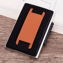 Load image into Gallery viewer, X-32C Automatically Pop-up Card Type Anti-magnetic RFID Anti-theft Men Aluminum Alloy A Dial Button Elastic Bag Wallet with PU Leather Strap, X-32C A Dial Button Gold, X-32C A Dial Button Blue, X-32C A Dial Button Red, X-32C A Dial Button  Silver      ...