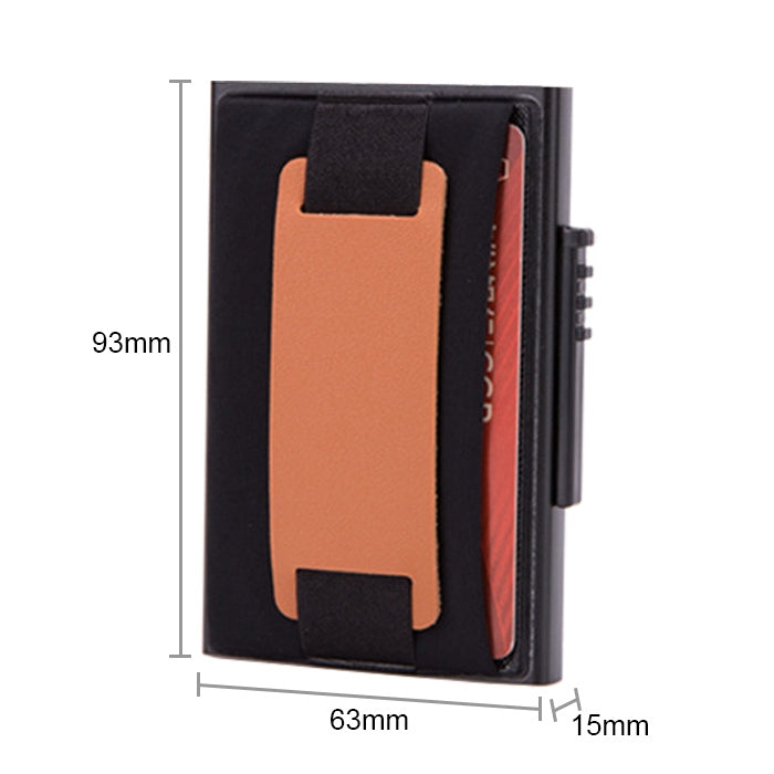 X-32C Automatically Pop-up Card Type Anti-magnetic RFID Anti-theft Men Aluminum Alloy A Dial Button Elastic Bag Wallet with PU Leather Strap, X-32C A Dial Button Gold, X-32C A Dial Button Blue, X-32C A Dial Button Red, X-32C A Dial Button  Silver      ...