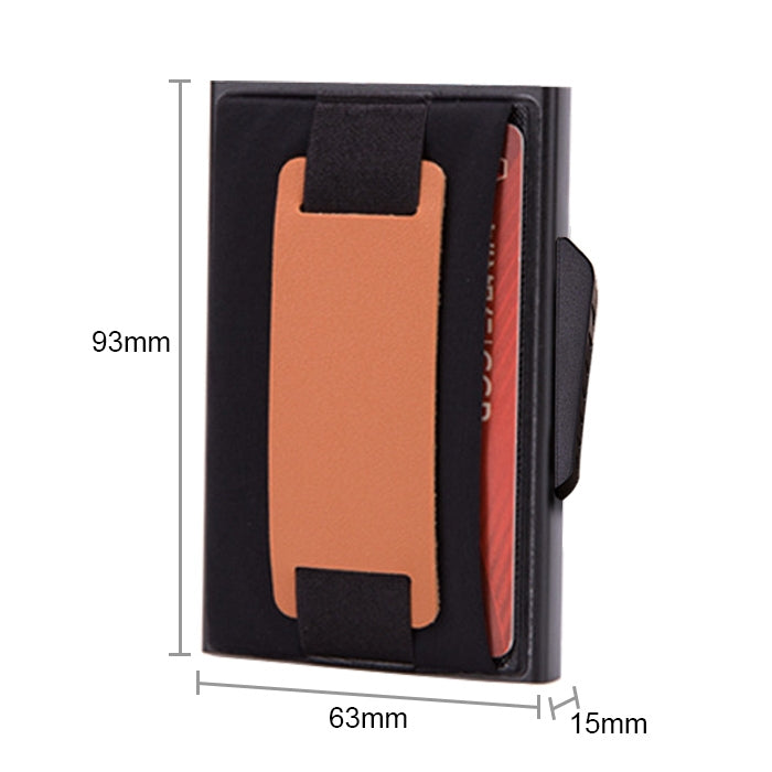 X-32C Automatically Pop-up Card Type Anti-magnetic RFID Anti-theft Men Aluminum Alloy B Dial Button Elastic Bag Wallet with PU Leather Strap, X-32C B Dial Button Black, X-32C B Dial Button Grey, X-32C B Dial Button Gold, X-32C B Dial Button Blue       ...