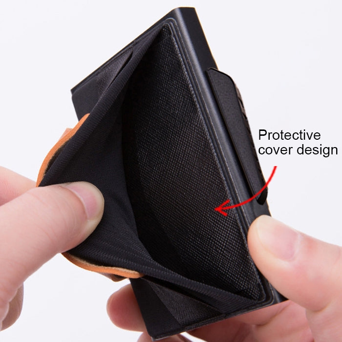 X-32C Automatically Pop-up Card Type Anti-magnetic RFID Anti-theft Men Aluminum Alloy B Dial Button Elastic Bag Wallet with PU Leather Strap, X-32C B Dial Button Black, X-32C B Dial Button Grey, X-32C B Dial Button Gold, X-32C B Dial Button Blue       ...