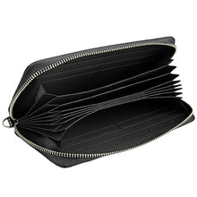 Load image into Gallery viewer, Genuine Cowhide Leather Litchi Texture Zipper Long Style Card Holder Wallet RFID Blocking Coin Purse Card Bag Protect Case with Hand Strap for Women, Size: 20*10.5*3cm