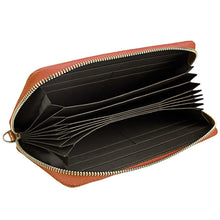 Load image into Gallery viewer, Genuine Cowhide Leather Litchi Texture Zipper Long Style Card Holder Wallet RFID Blocking Coin Purse Card Bag Protect Case with Hand Strap for Women, Size: 20*10.5*3cm