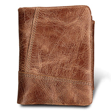 Load image into Gallery viewer, Genuine Cowhide Leather Crazy Horse Texture Zipper 3-folding Short Style Card Holder Wallet RFID Blocking Coin Purse Card Bag Protect Case for Men, Size: 12*9.5*4cm(Taupe), 3585