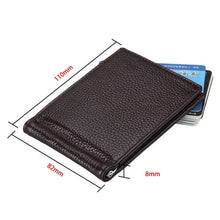Load image into Gallery viewer, Cowhide Leather Litchi Texture Card Holder Wallet RFID Blocking Coin Purse Card Bag Protect Case with 6 Card Slots, Size: 110*82*8mm
