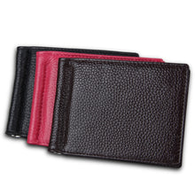 Load image into Gallery viewer, Cowhide Leather Litchi Texture Card Holder Wallet RFID Blocking Coin Purse Card Bag Protect Case with 6 Card Slots, Size: 110*82*8mm