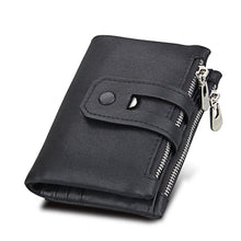 Load image into Gallery viewer, Genuine Cowhide Leather Crazy Horse Texture Zipper 3-folding Card Holder Wallet RFID Blocking Coin Purse Card Bag Protect Case for Men, Size: 12*9.5*3.5cm
