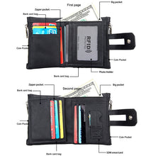 Load image into Gallery viewer, Genuine Cowhide Leather Crazy Horse Texture Zipper 3-folding Card Holder Wallet RFID Blocking Coin Purse Card Bag Protect Case for Men, Size: 12*9.5*3.5cm
