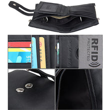 Load image into Gallery viewer, Genuine Cowhide Leather Crazy Horse Texture Zipper 3-folding Card Holder Wallet RFID Blocking Coin Purse Card Bag Protect Case for Men, Size: 12*9.5*3.5cm