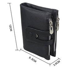 Load image into Gallery viewer, Genuine Cowhide Leather Crazy Horse Texture Zipper 3-folding Card Holder Wallet RFID Blocking Coin Purse Card Bag Protect Case for Men, Size: 12*9.5*3.5cm
