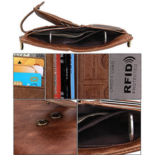 Load image into Gallery viewer, Genuine Cowhide Leather Crazy Horse Texture Zipper 3-folding Card Holder Wallet RFID Blocking Coin Purse Card Bag Protect Case for Men, Size: 12*9.5*3.5cm