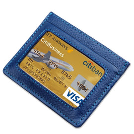 Cowhide Leather Litchi Texture Open Type Solid Color Card Holder RFID Blocking Card Bag Protective Case