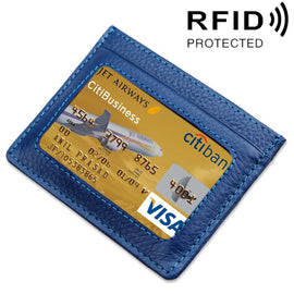 Cowhide Leather Litchi Texture Open Type Solid Color Card Holder RFID Blocking Card Bag Protective Case