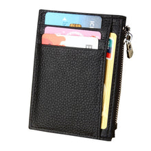 Load image into Gallery viewer, Cowhide Leather Solid Color Zipper Card Holder Wallet RFID Blocking Coin Purse Card Bag Protect Case, Size: 11*8*1.5cm