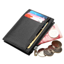 Load image into Gallery viewer, Cowhide Leather Solid Color Zipper Card Holder Wallet RFID Blocking Coin Purse Card Bag Protect Case, Size: 11*8*1.5cm