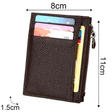 Load image into Gallery viewer, Cowhide Leather Solid Color Zipper Card Holder Wallet RFID Blocking Coin Purse Card Bag Protect Case, Size: 11*8*1.5cm