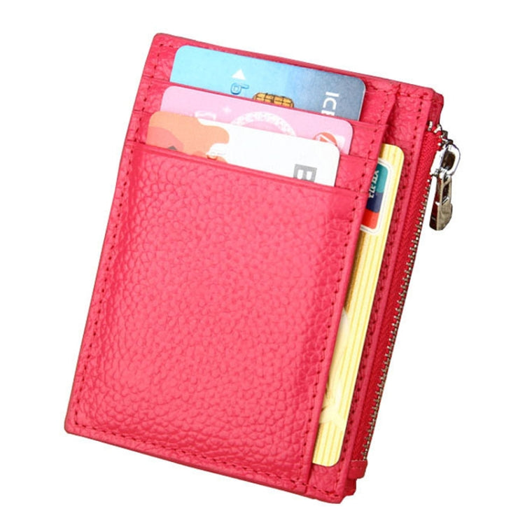 Cowhide Leather Solid Color Zipper Card Holder Wallet RFID Blocking Coin Purse Card Bag Protect Case, Size: 11*8*1.5cm