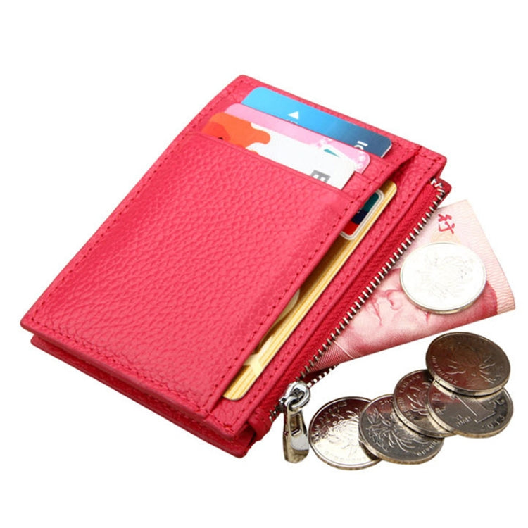 Cowhide Leather Solid Color Zipper Card Holder Wallet RFID Blocking Coin Purse Card Bag Protect Case, Size: 11*8*1.5cm