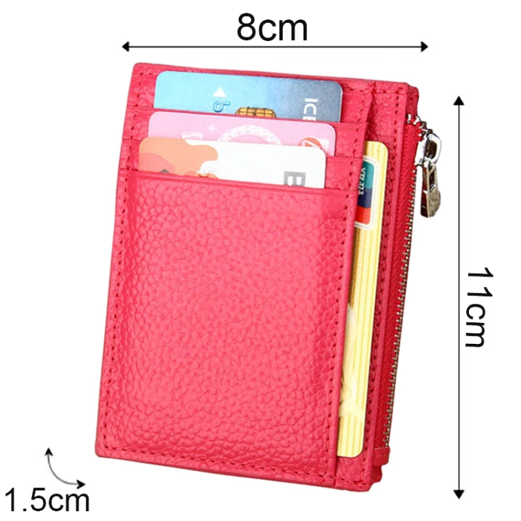Cowhide Leather Solid Color Zipper Card Holder Wallet RFID Blocking Coin Purse Card Bag Protect Case, Size: 11*8*1.5cm