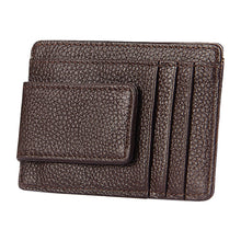 Load image into Gallery viewer, Cowhide Leather Solid Color Card Holder Wallet RFID Blocking Card Bag Protect Case with 3 Card Slots &amp; Photo Frame, Size: 110*77*4mm