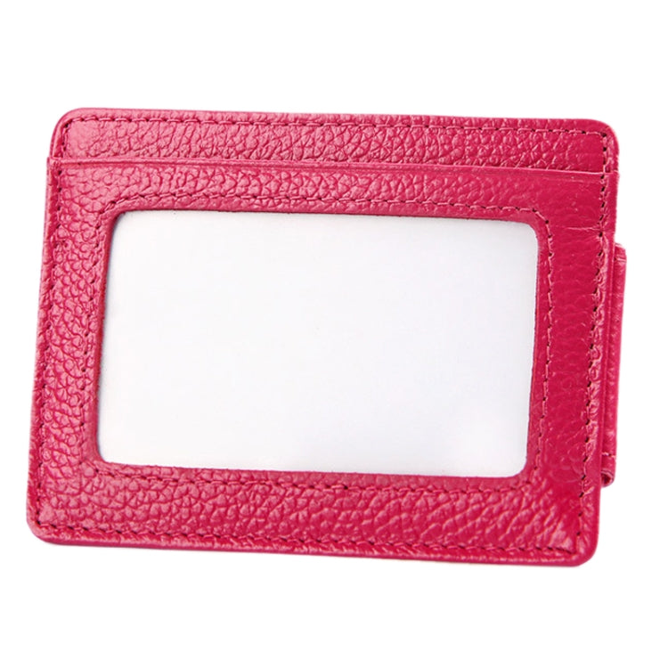 Cowhide Leather Solid Color Card Holder Wallet RFID Blocking Card Bag Protect Case with 3 Card Slots & Photo Frame, Size: 110*77*4mm