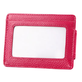 Cowhide Leather Solid Color Card Holder Wallet RFID Blocking Card Bag Protect Case with 3 Card Slots & Photo Frame, Size: 110*77*4mm